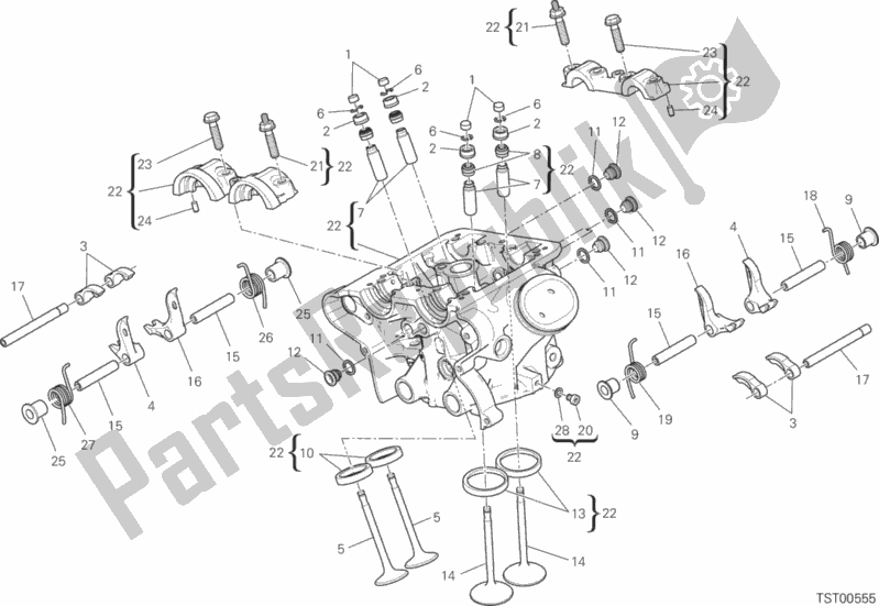 All parts for the Vertical Cylinder Head of the Ducati Multistrada 1200 ABS USA 2015
